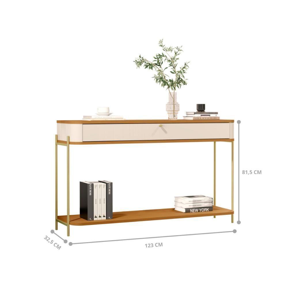 Aparador De Sala Aparador Para Sala Buffet 1 Gaveta - Off White Nature Dourado - 2