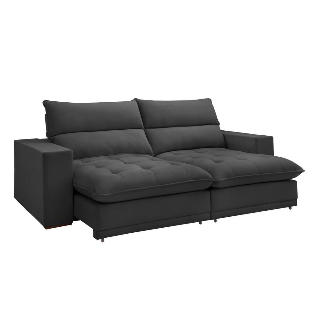 Sofá Retrátil E Reclinável Martinho Boucle Cinza 2,10m - 1