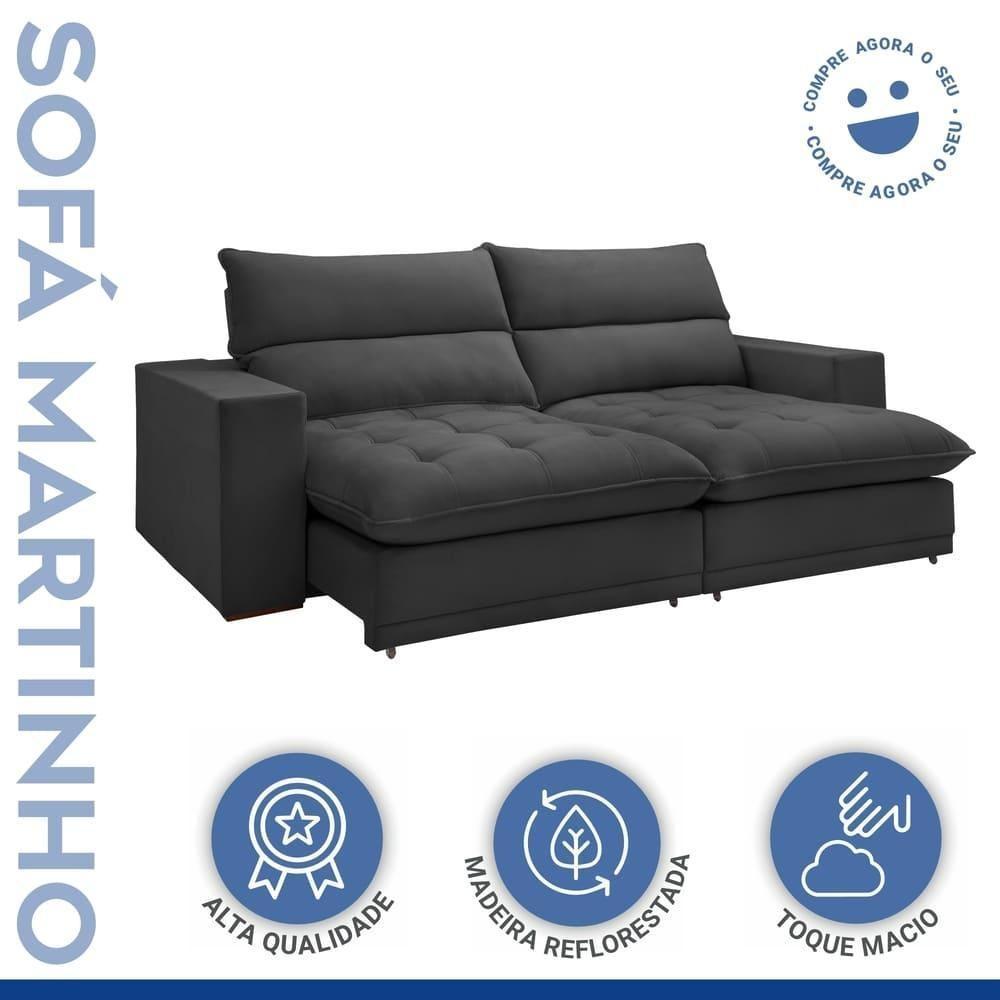 Sofá Retrátil E Reclinável Martinho Boucle Cinza 2,10m - 4