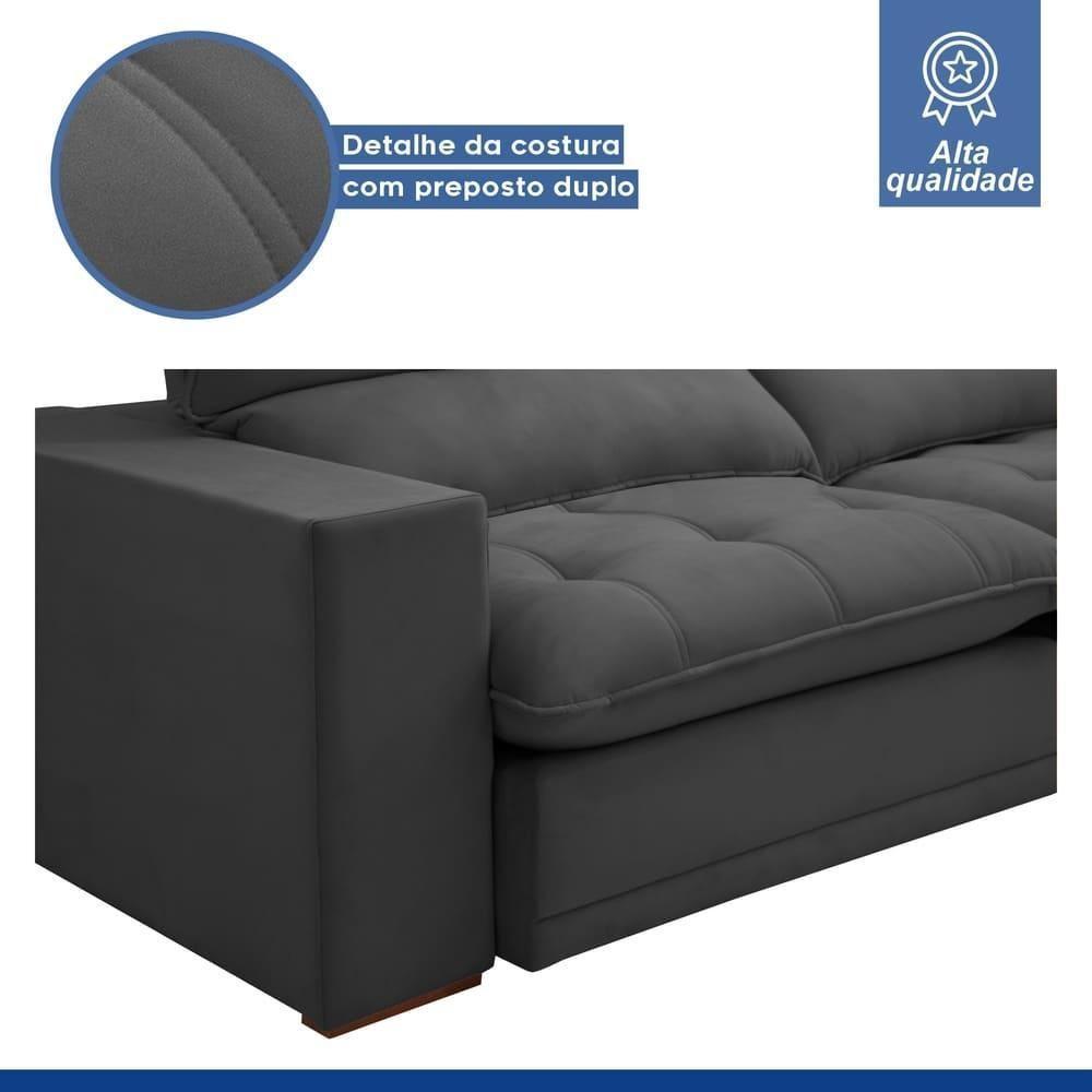 Sofá Retrátil E Reclinável Martinho Boucle Cinza 2,10m - 10