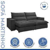 Sofá Retrátil E Reclinável Martinho Boucle Cinza 2,10m