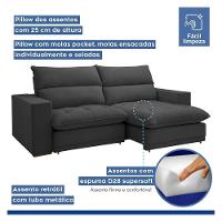 Sofá Retrátil E Reclinável Martinho Boucle Cinza 2,10m - 6