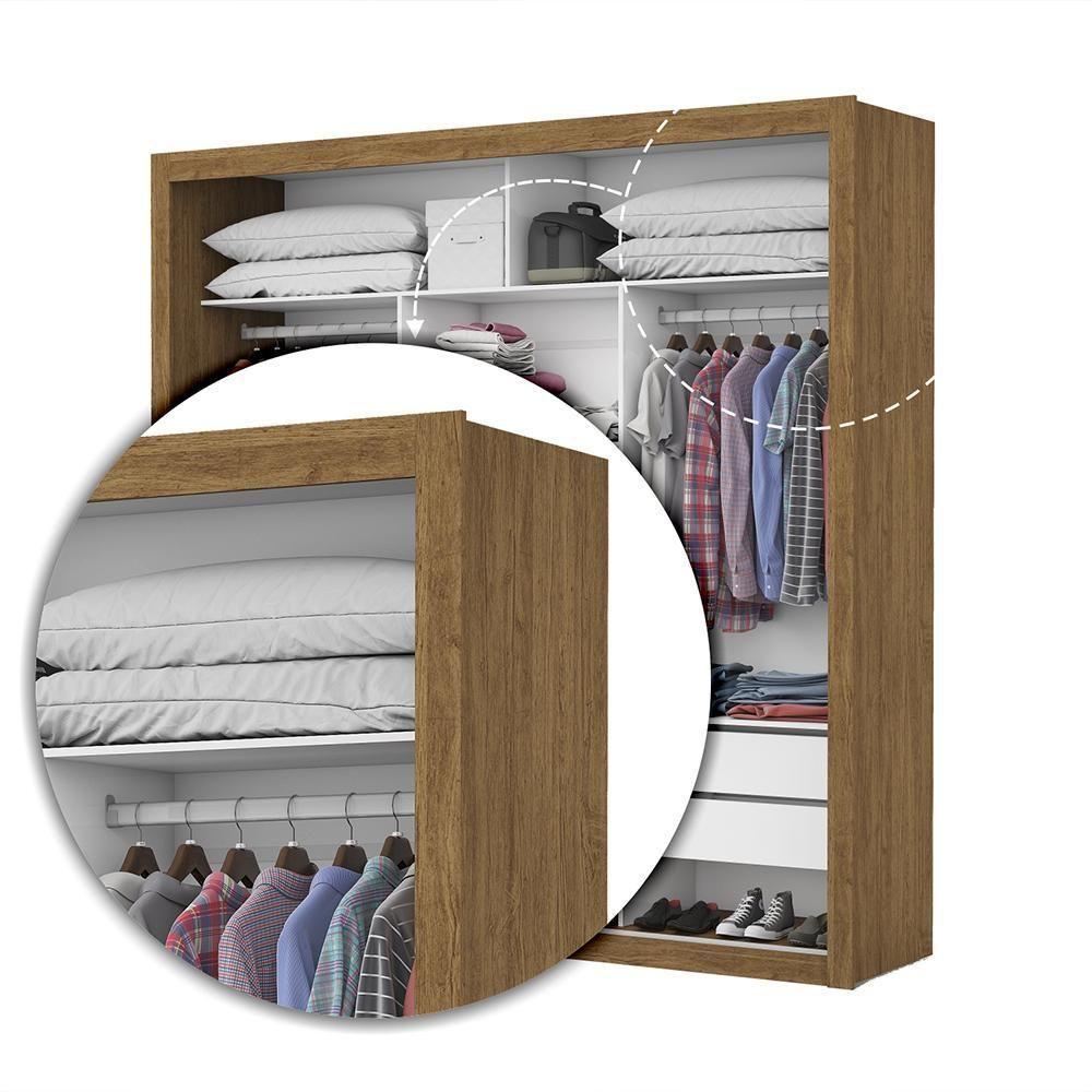 Guarda Roupa Roupeiro Clarice 3 Portas De Correr 4 Gavetas Carioca Cinamomo Off White - 6