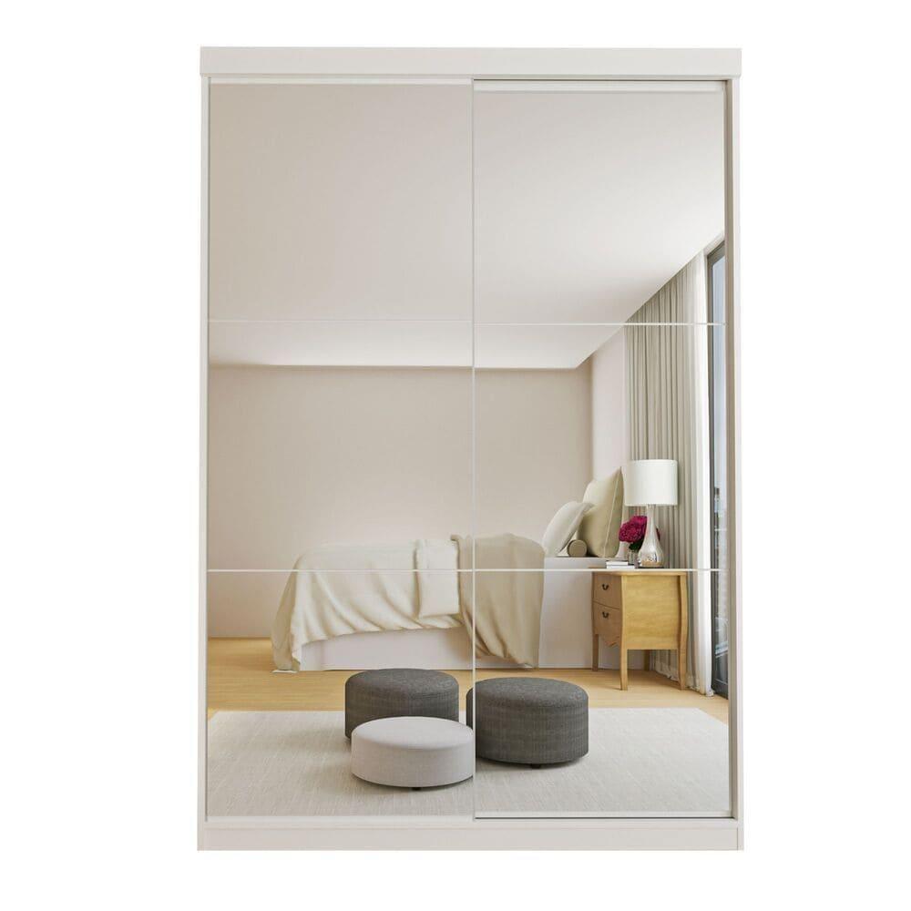 Guarda Roupa 2 Portas De Correr Com Espelho 2 Gavetas Lila Minastex Branco - 3