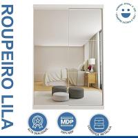 Guarda Roupa 2 Portas De Correr Com Espelho 2 Gavetas Lila Minastex Branco