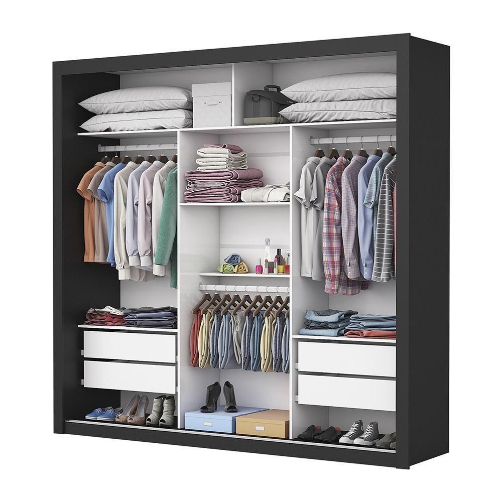 Guarda Roupa Roupeiro Clarice 3 Portas De Correr 4 Gavetas Carioca Preto - 5
