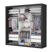 Guarda Roupa Roupeiro Clarice 3 Portas De Correr 4 Gavetas Carioca Preto - 5