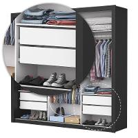 Guarda Roupa Roupeiro Clarice 3 Portas De Correr 4 Gavetas Carioca Preto - 6