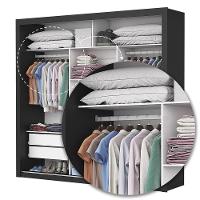 Guarda Roupa Roupeiro Clarice 3 Portas De Correr 4 Gavetas Carioca Preto - 7