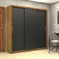 Guarda Roupa Roupeiro Clarice 3 Portas De Correr 4 Gavetas Carioca Cinamomo Preto - 2