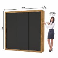 Guarda Roupa Roupeiro Clarice 3 Portas De Correr 4 Gavetas Carioca Cinamomo Preto - 3