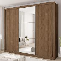 Guarda Roupa 3 Portas De Correr Com Espelho Central 6 Gavetas Nápoli Minastex Freijó - 2