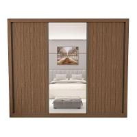 Guarda Roupa 3 Portas De Correr Com Espelho Central 6 Gavetas Nápoli Minastex Freijó