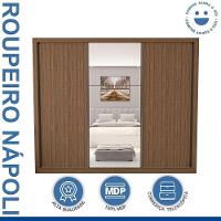 Guarda Roupa 3 Portas De Correr Com Espelho Central 6 Gavetas Nápoli Minastex Freijó - 5