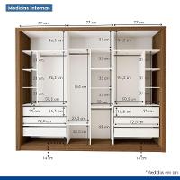 Guarda Roupa 3 Portas De Correr Com Espelho Central 6 Gavetas Nápoli Minastex Freijó - 6