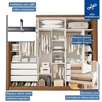 Guarda Roupa 3 Portas De Correr Com Espelho Central 6 Gavetas Nápoli Minastex Freijó - 7