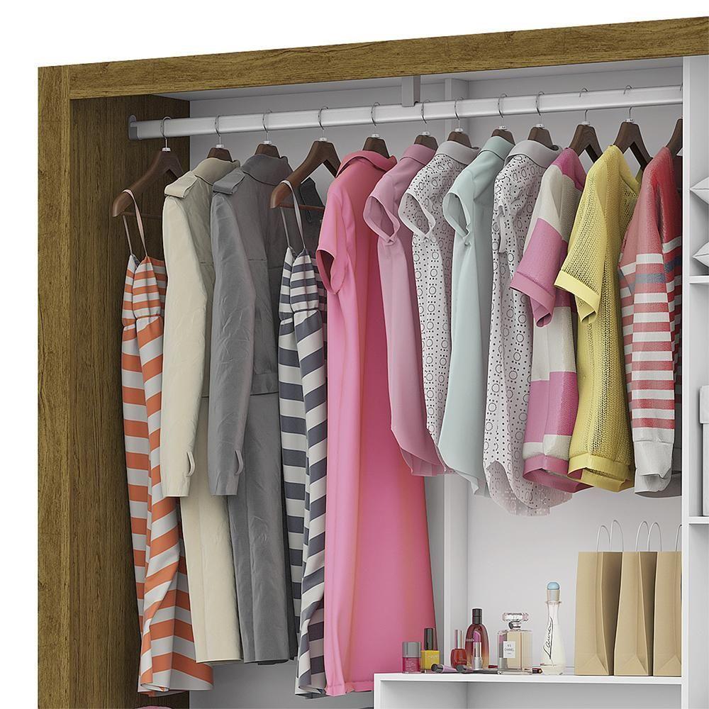 Guarda Roupa Roupeiro Santiago Plus 3 Portas De Correr Com Espelho Central 3 Gavetas Carioca Cinamomo Preto - 5