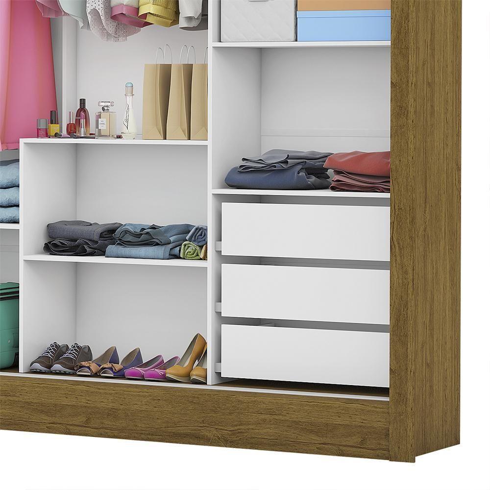 Guarda Roupa Roupeiro Santiago Plus 3 Portas De Correr Com Espelho Central 3 Gavetas Carioca Cinamomo Preto - 6