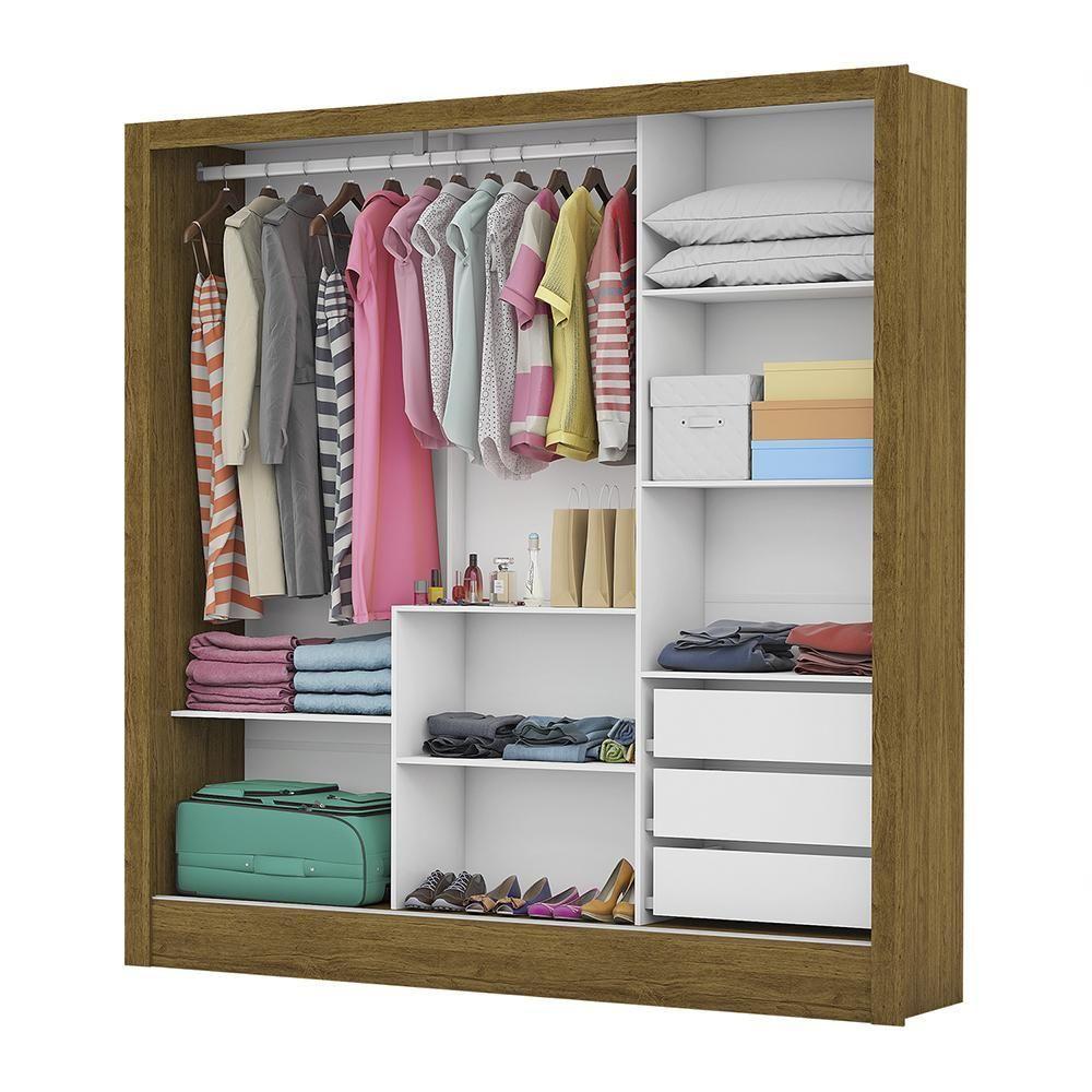 Guarda Roupa Roupeiro Santiago Plus 3 Portas De Correr Com Espelho Central 3 Gavetas Carioca Cinamomo Preto - 7