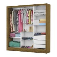 Guarda Roupa Roupeiro Santiago Plus 3 Portas De Correr Com Espelho Central 3 Gavetas Carioca Cinamomo Preto - 7