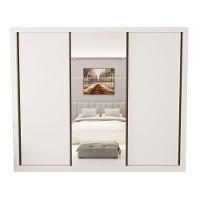 Guarda Roupa 3 Portas De Correr Com Espelho Central 6 Gavetas Nápoli Minastex Branco