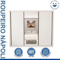 Guarda Roupa 3 Portas De Correr Com Espelho Central 6 Gavetas Nápoli Minastex Branco - 5