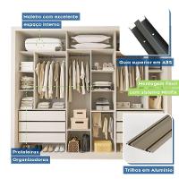 Guarda Roupa 3 Portas De Correr Com Espelho Central 6 Gavetas Nápoli Minastex Branco - 6