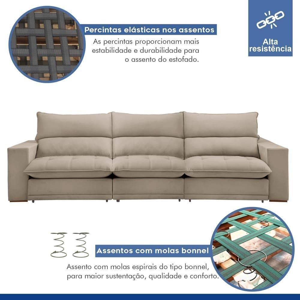 Sofá Retrátil E Reclinável Martinho Boucle Bege 4,10m - 6