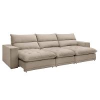 Sofá Retrátil E Reclinável Martinho Boucle Bege 4,10m - 1