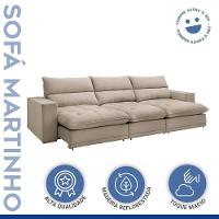 Sofá Retrátil E Reclinável Martinho Boucle Bege 4,10m