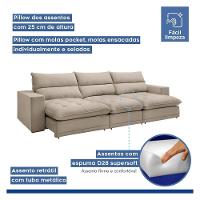 Sofá Retrátil E Reclinável Martinho Boucle Bege 4,10m - 7