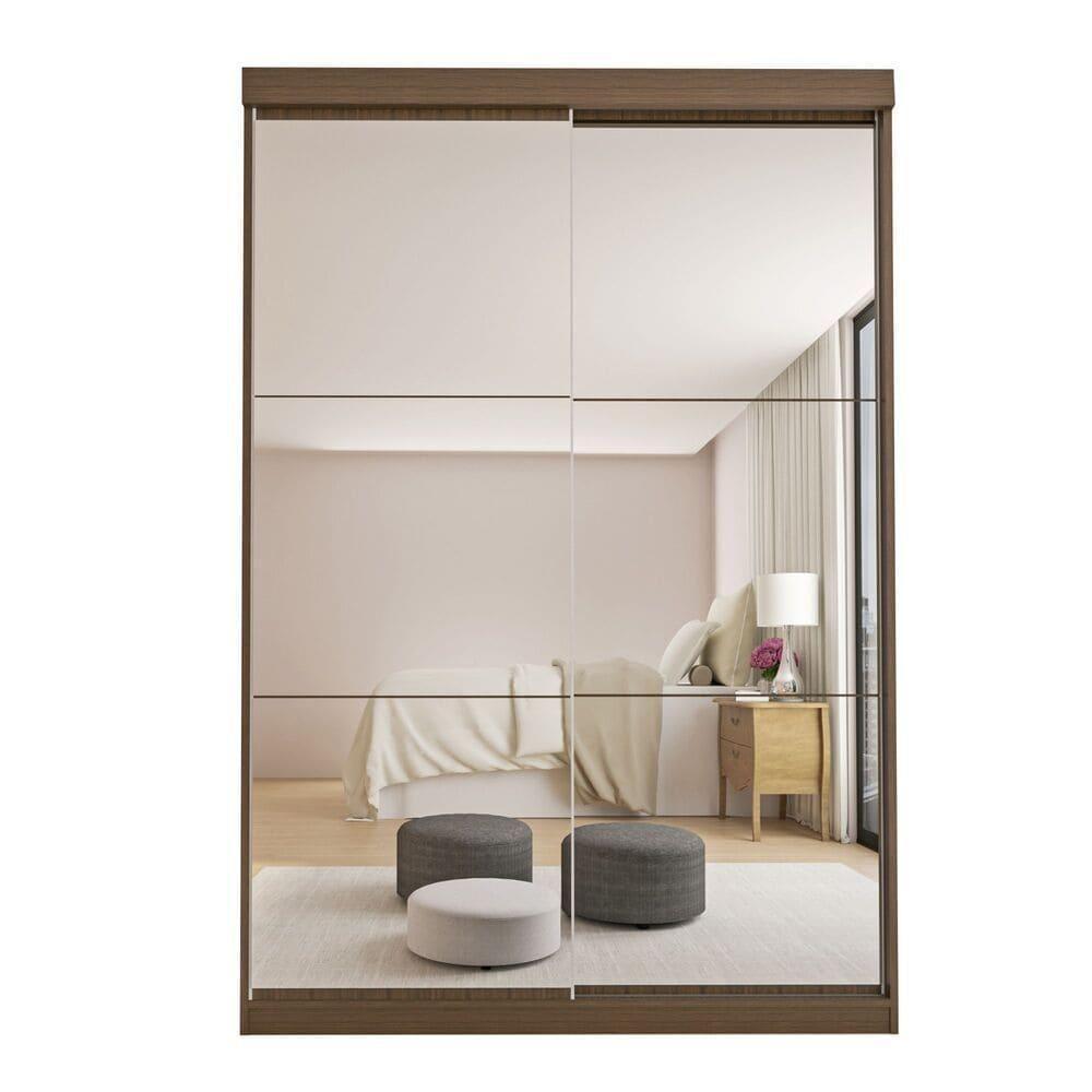 Guarda Roupa 2 Portas De Correr Com Espelho 2 Gavetas Lila Minastex Freijó - 10