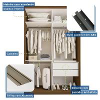 Guarda Roupa 2 Portas De Correr Com Espelho 2 Gavetas Lila Minastex Freijó - 7