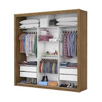 Guarda Roupa Roupeiro Clarice 3 Portas De Correr Com Espelho Central 4 Gavetas Carioca Cinamomo - 3