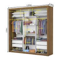 Guarda Roupa Roupeiro Clarice 3 Portas De Correr Com Espelho Central 4 Gavetas Carioca Cinamomo