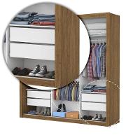 Guarda Roupa Roupeiro Clarice 3 Portas De Correr Com Espelho Central 4 Gavetas Carioca Cinamomo - 6