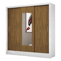 Guarda Roupa Roupeiro Dubai 3 Portas De Correr Com Espelho Central 3 Gavetas Carioca Branco Cinamomo - 1