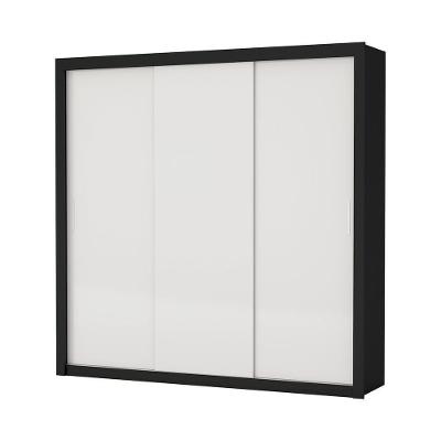 Guarda Roupa Roupeiro Clarice 3 Portas De Correr 4 Gavetas Carioca Preto Off White