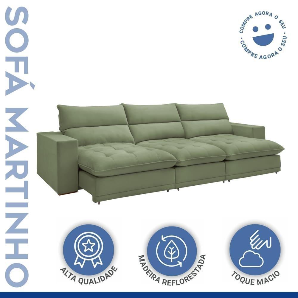 Sofá Retrátil E Reclinável Martinho Boucle Verde 4,10m - 6