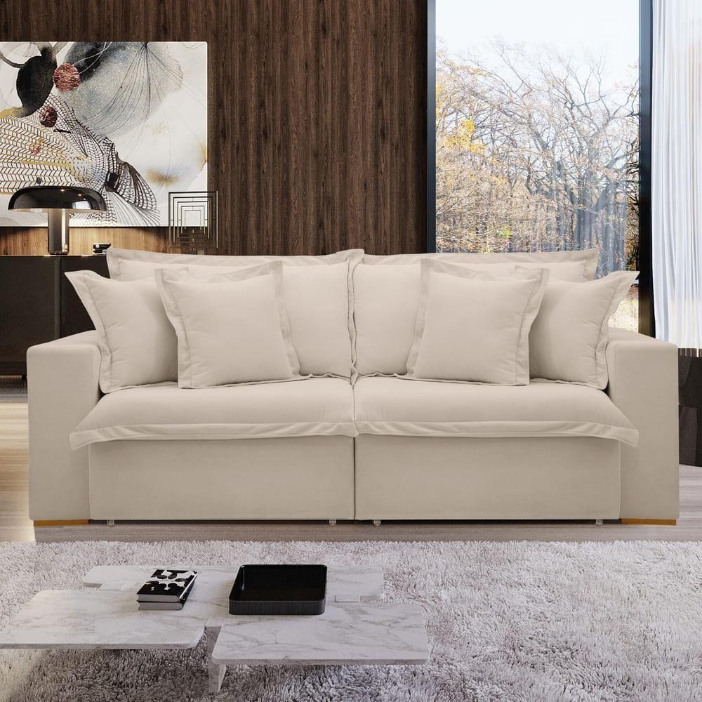 Sofá Cama Retrátil E Reclinável Arizona Boucle Bege 2,20m - 2