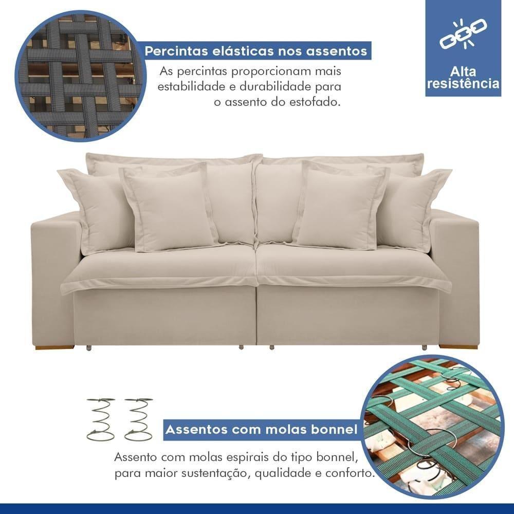 Sofá Cama Retrátil E Reclinável Arizona Boucle Bege 2,20m - 7