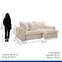 Sofá Cama Retrátil E Reclinável Arizona Boucle Bege 2,20m