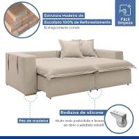 Sofá Cama Retrátil E Reclinável Arizona Boucle Bege 2,20m - 8