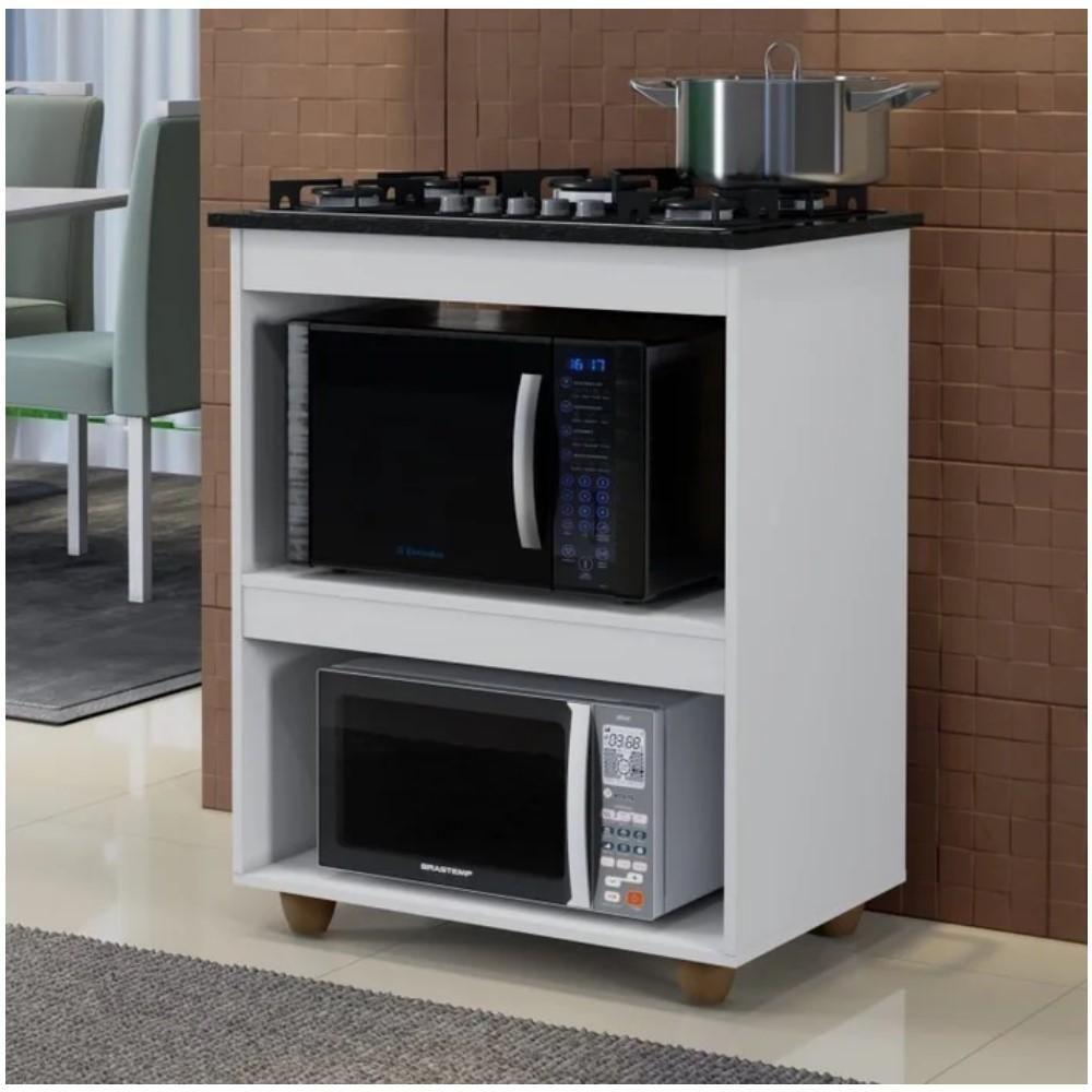 Conjunto Armário Aéreo 2 Portas E Balcão Para Cooktop 5 Bocas Branco - 3