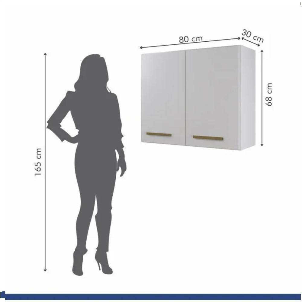 Conjunto Armário Aéreo 2 Portas E Balcão Para Cooktop 5 Bocas Branco - 4