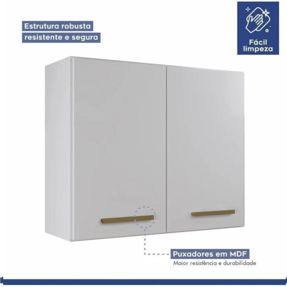 Conjunto Armário Aéreo 2 Portas E Balcão Para Cooktop 5 Bocas Branco - 8