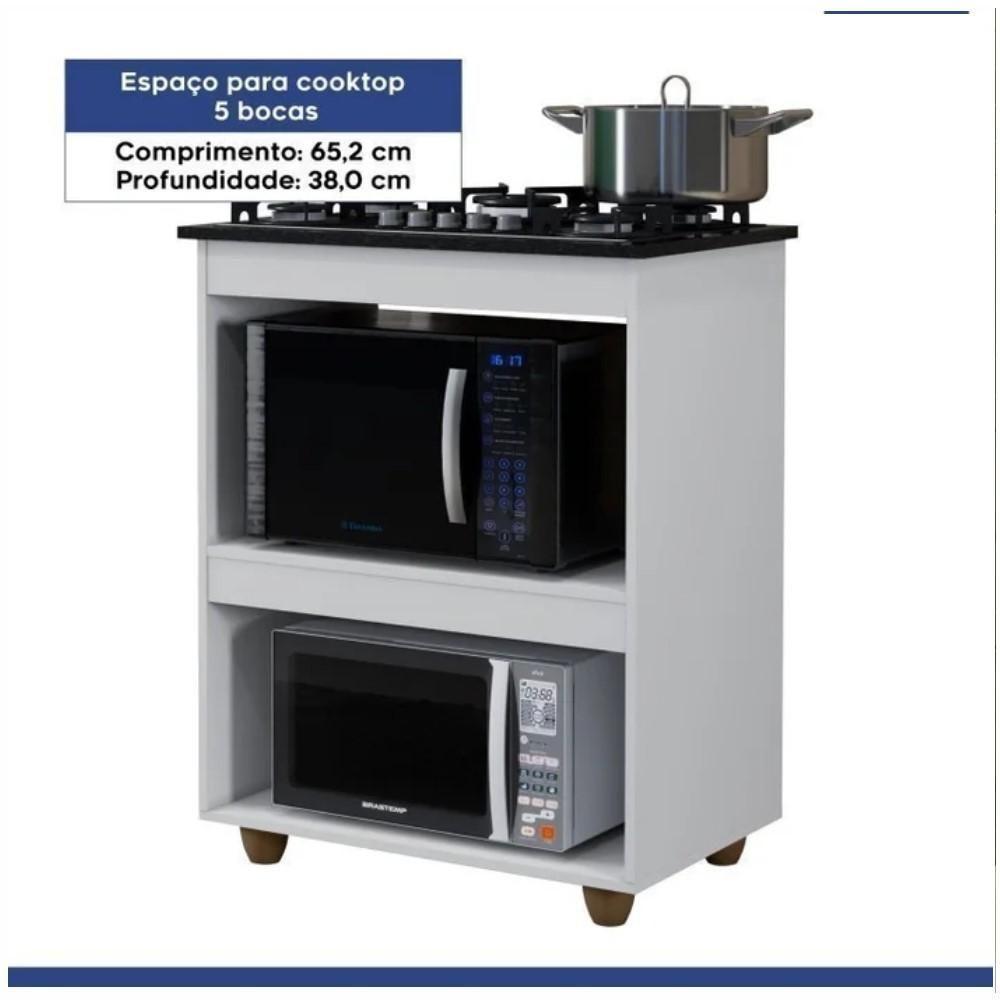 Conjunto Armário Aéreo 2 Portas E Balcão Para Cooktop 5 Bocas Branco - 9