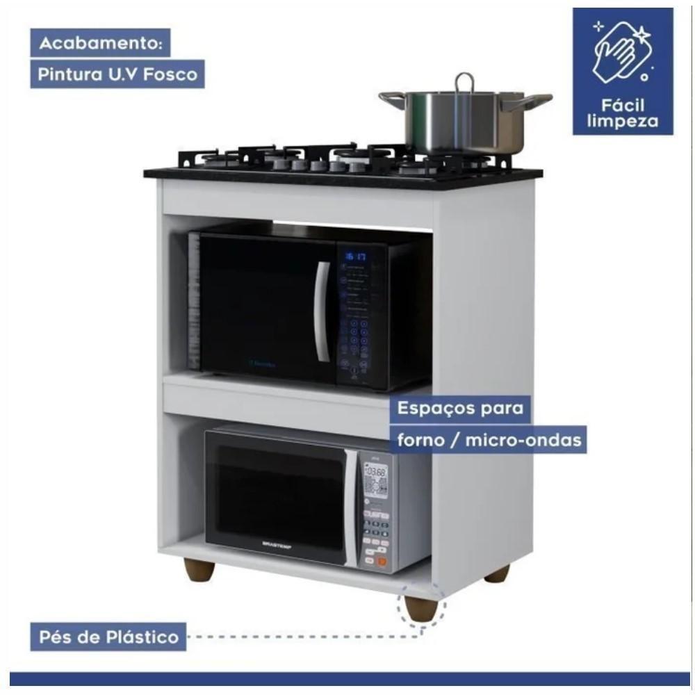 Conjunto Armário Aéreo 2 Portas E Balcão Para Cooktop 5 Bocas Branco - 10