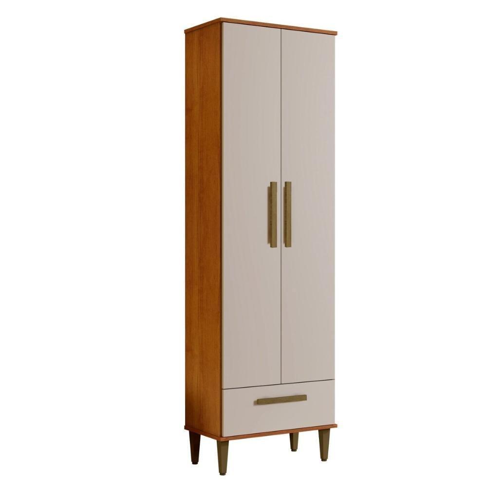 Armário Multiuso Natal 2 Portas 1 Gaveta Nature Off White Kaiki Móveis - 1