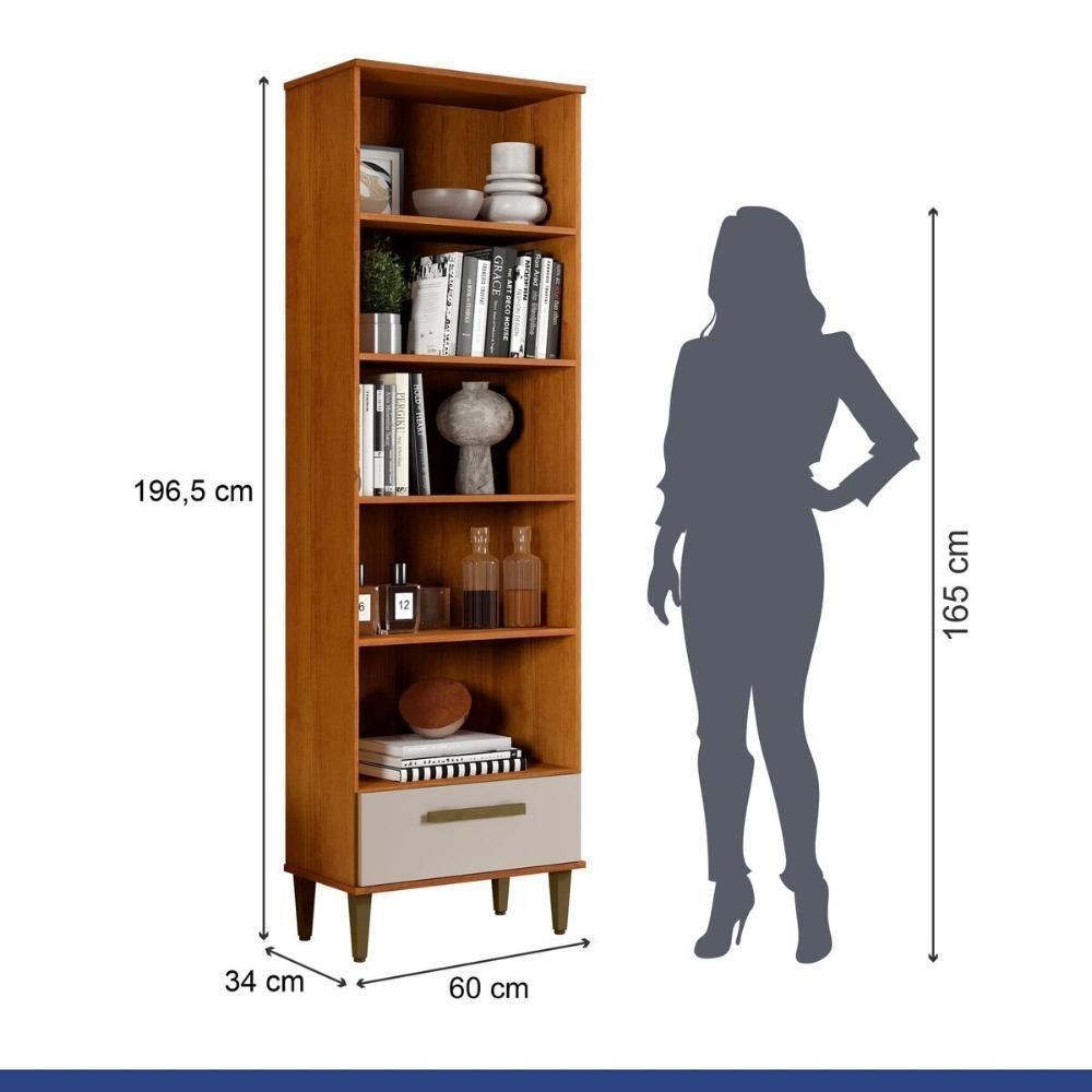Armário Multiuso Natal 2 Portas 1 Gaveta Nature Off White Kaiki Móveis - 3